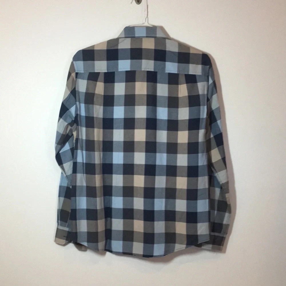 Tasso Elba checkered plaid button down dress shirt mens size small 14-14 1/2 - Picture 3 of 4